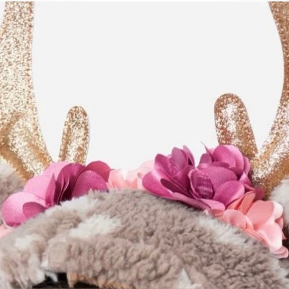 Justice Girls Hooded Reindeer Sherpa Pajamas Plush 2 Piece PJ Set Deer Antlers - Picture 6 of 15